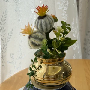 DR0075 (10) Artificial Cactus & Succulent Arrangement in Gold Pot