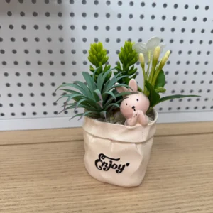 DR0095 (9) profile - Mini Artificial Plant with Bunny Figurine