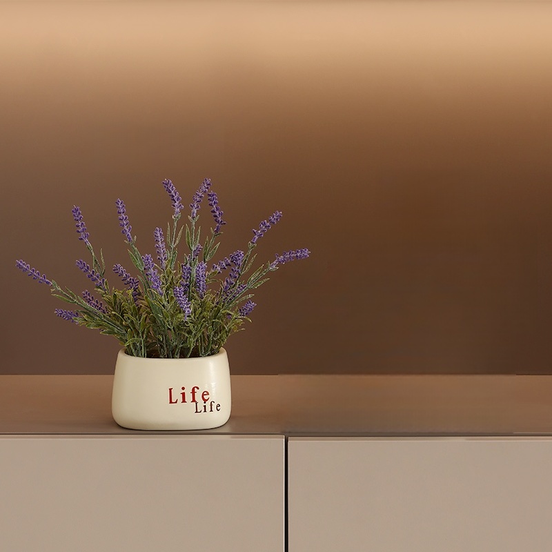 ZH0031 (3) - Artificial Lavender Potted Plant with Life Ceramic Pot