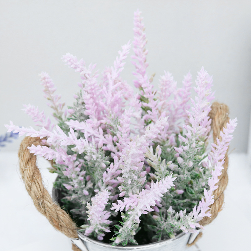 ZH0036 (4) - Artificial Pink Lavender Potted Plant in Galvanized Bucket