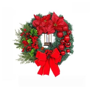 CH0003 (2) profile - Classic Red & Gold Christmas Wreath with Lantern
