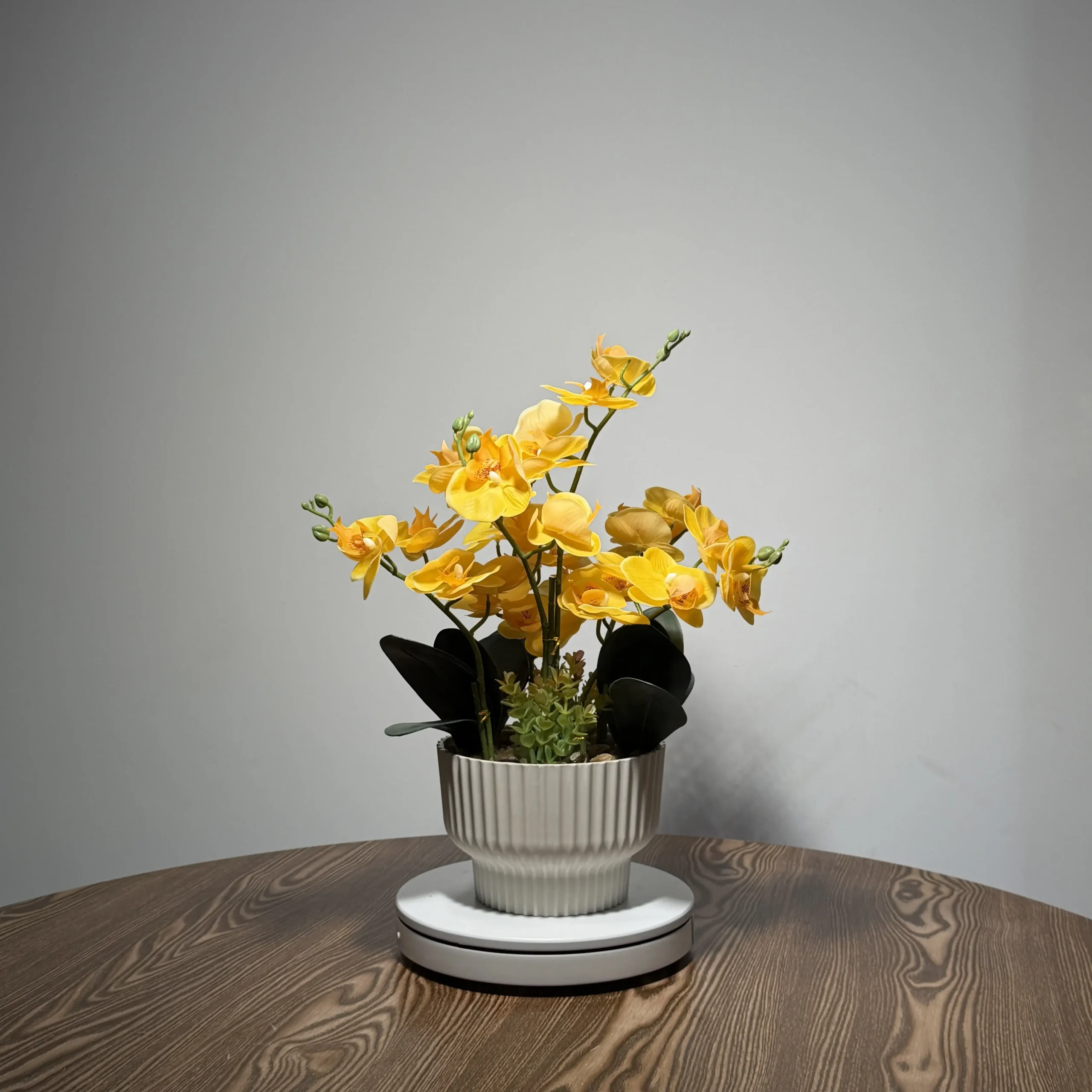 HD0031 (1) profile - Luxury Golden Yellow Artificial Orchid Bonsai