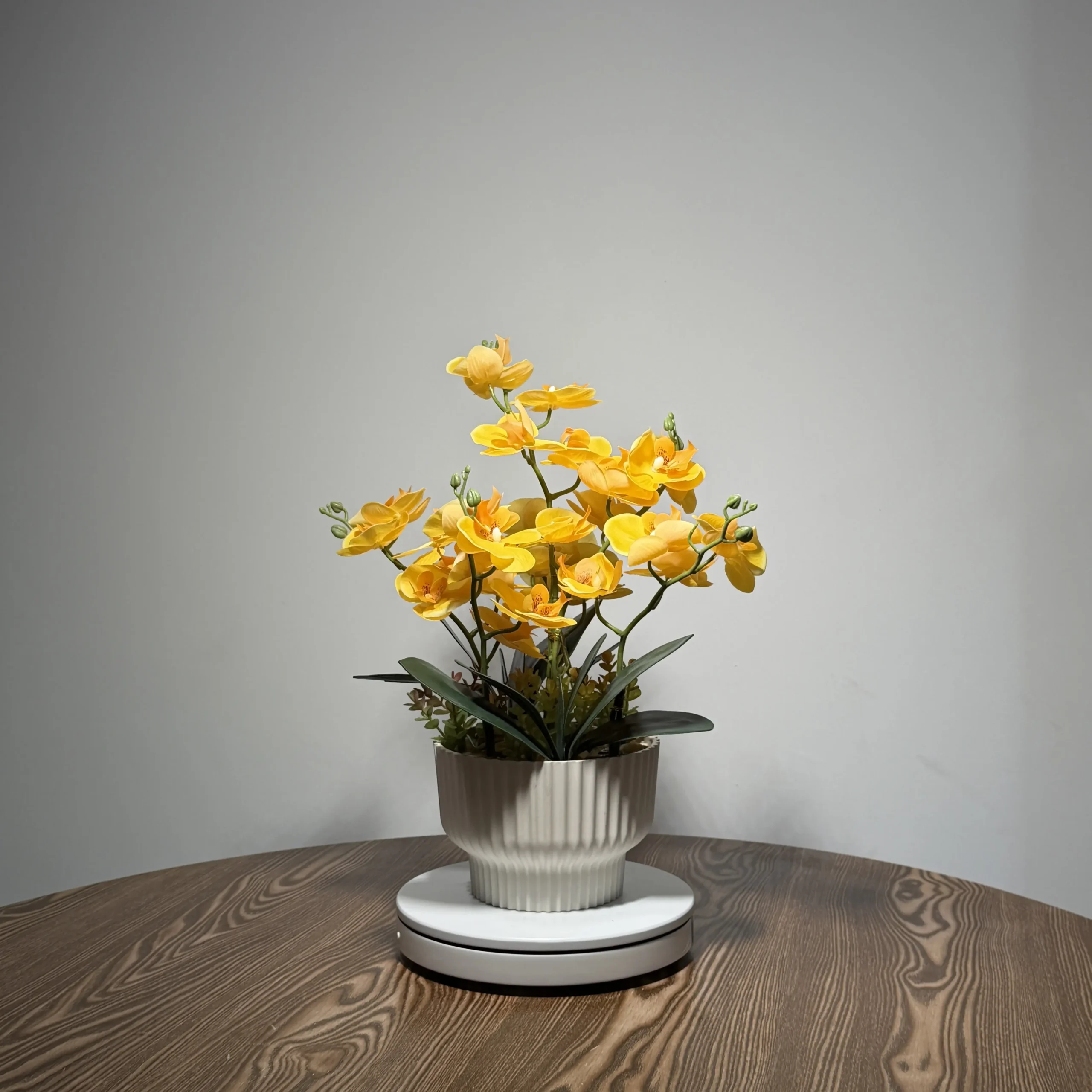 HD0031 (4) - Luxury Golden Yellow Artificial Orchid Bonsai