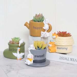 KT0001 (4) profile - Cute Animal Resin Succulent Planter Set