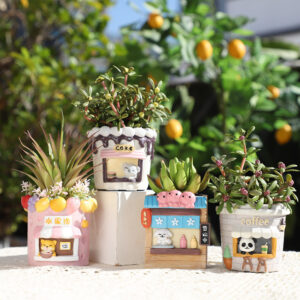 KT0003 (1) profile - Cute Shopfront Resin Succulent Planter Set