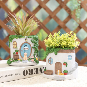 KT0006 (3) profile - Mediterranean Fairy House Resin Planter Set
