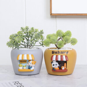 KT0010 (3) profile - Cute Shopfront Resin Succulent Planter Set