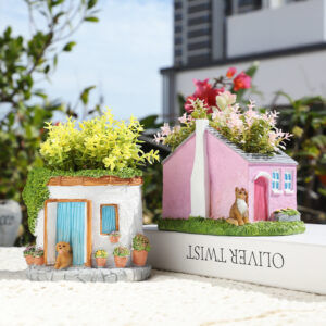 KT0013 (2) profile - Cute Cottage Resin Succulent Planter Set