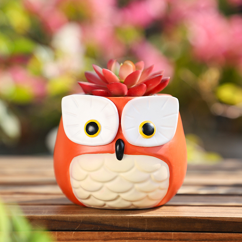 KT0014 (4) - Cute Animal Head Resin Succulent Planter Set