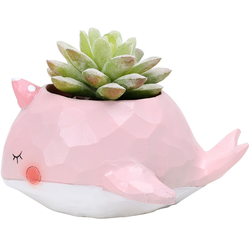 KT0015 (1) - Cute Zoo Animal Resin Succulent Planter Set
