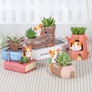 KT0016 (2) profile - Cute Corgi Resin Succulent Planter Set