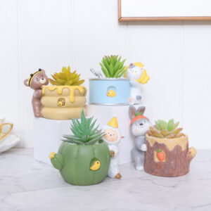 KT0018 (1) profile - Cute Forest Animal Resin Succulent Planter Set