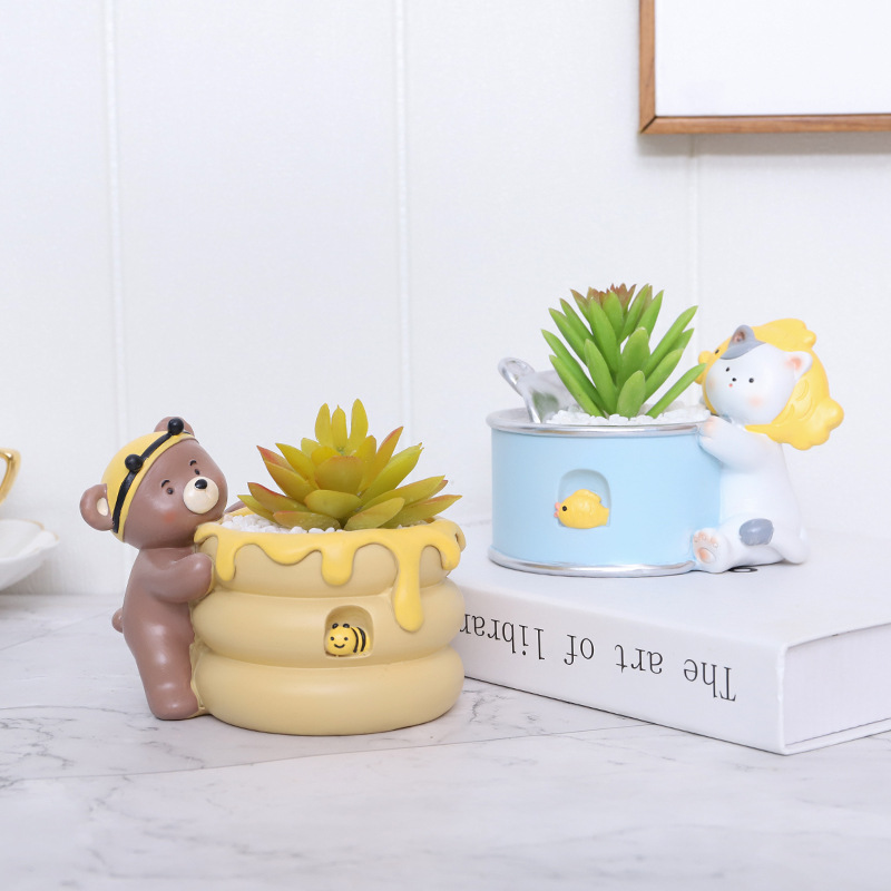 KT0018 (3) - Cute Forest Animal Resin Succulent Planter Set
