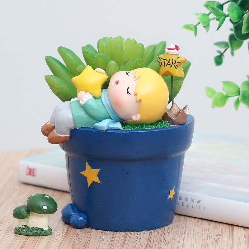 KT0020 (4) - The Little Prince Resin Succulent Planter Set