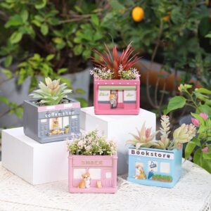 KT0023 (2) profile - Cute Corgi Shopfront Resin Succulent Planter Set