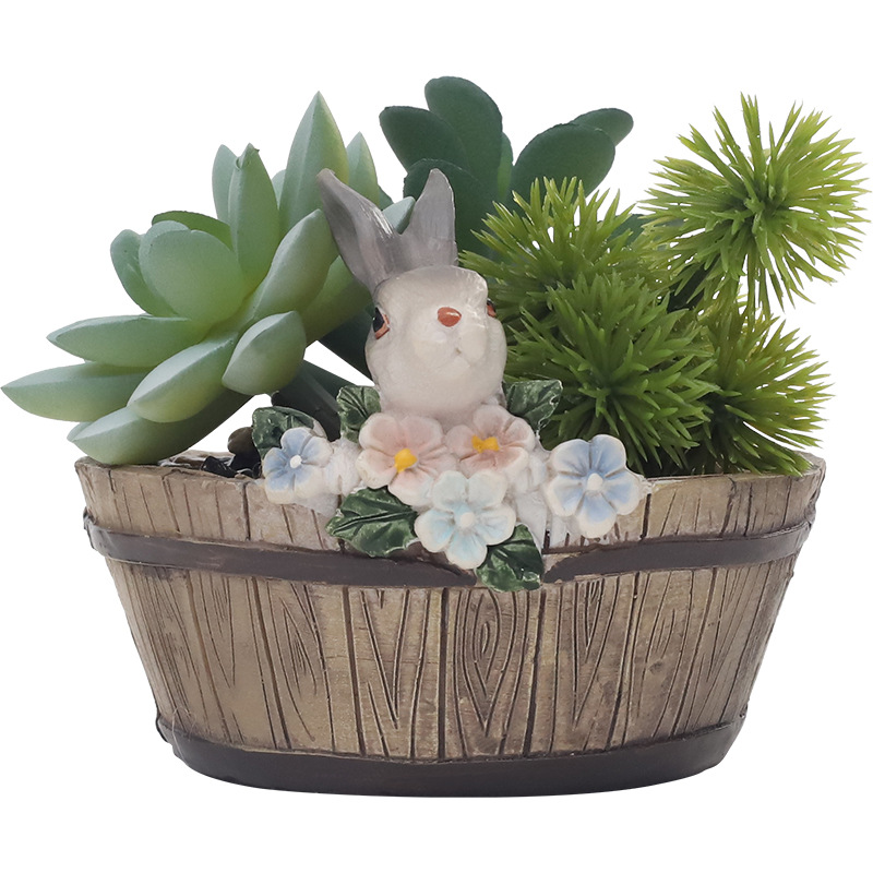KT0028 (2) - Whimsical Resin Succulent Planter Set