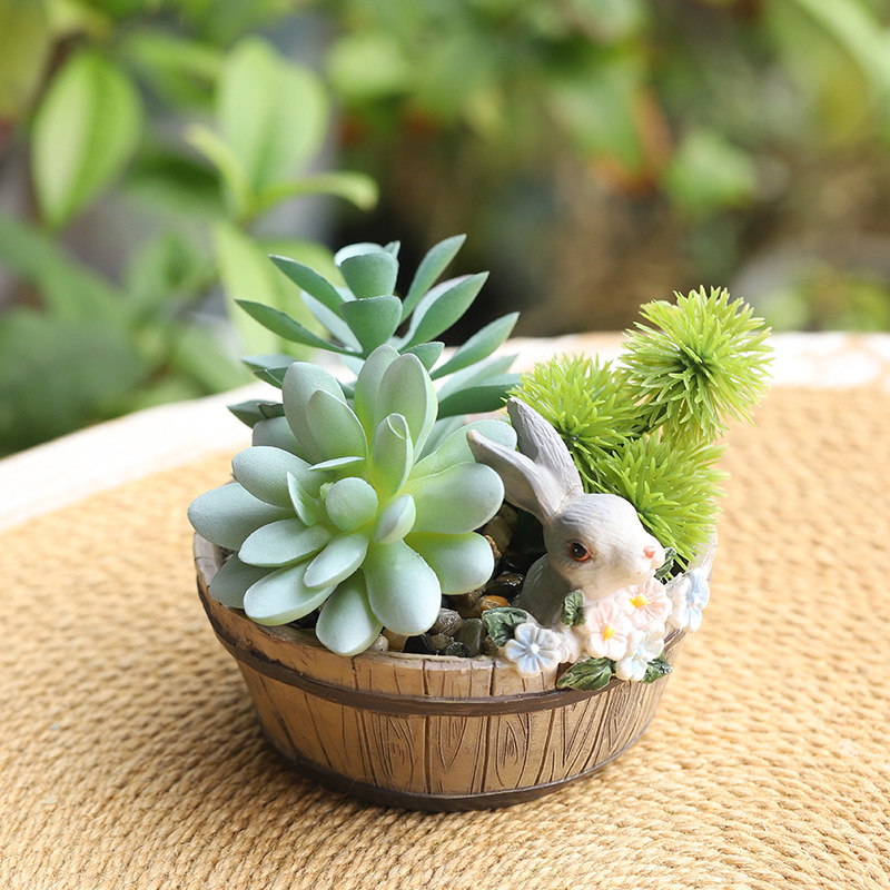 KT0028 (4) - Whimsical Resin Succulent Planter Set