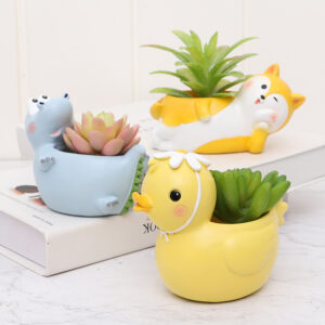 KT0037 (2) profile - Cute Lying Animal Resin Succulent Planter Set
