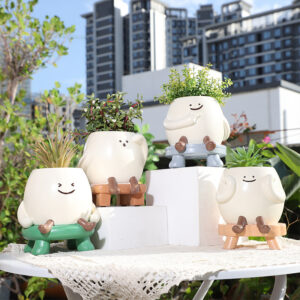 KT0047 (2) profile - Cute Sitting Character Resin Planters