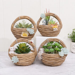 KT0050 (1) profile - Resin Woven Basket Succulent Planters