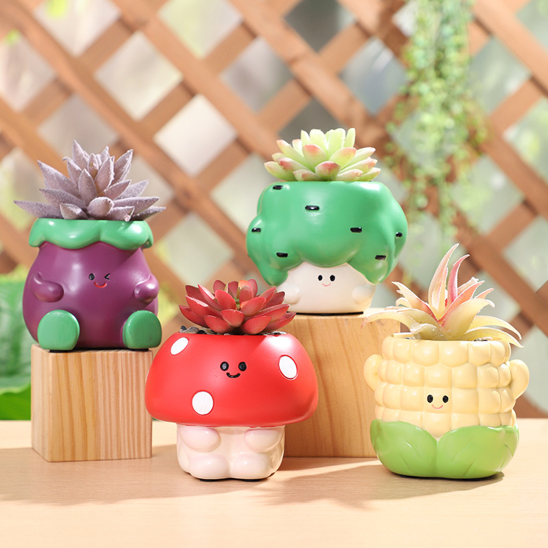 KT0052 (4) profile - Kawaii Vegetable Resin Succulent Planters