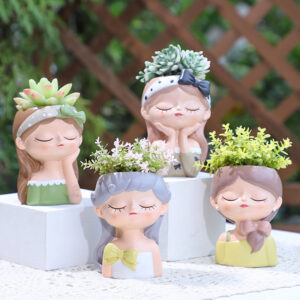 KT0055 (3) profile - Kawaii Girl Resin Succulent Planters