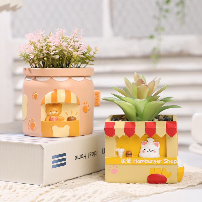 KT0057 (1) - Kawaii Food Stand Resin Planters