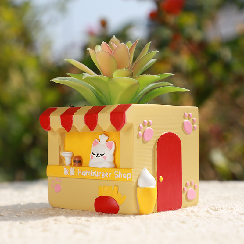 KT0057 (3) - Kawaii Food Stand Resin Planters