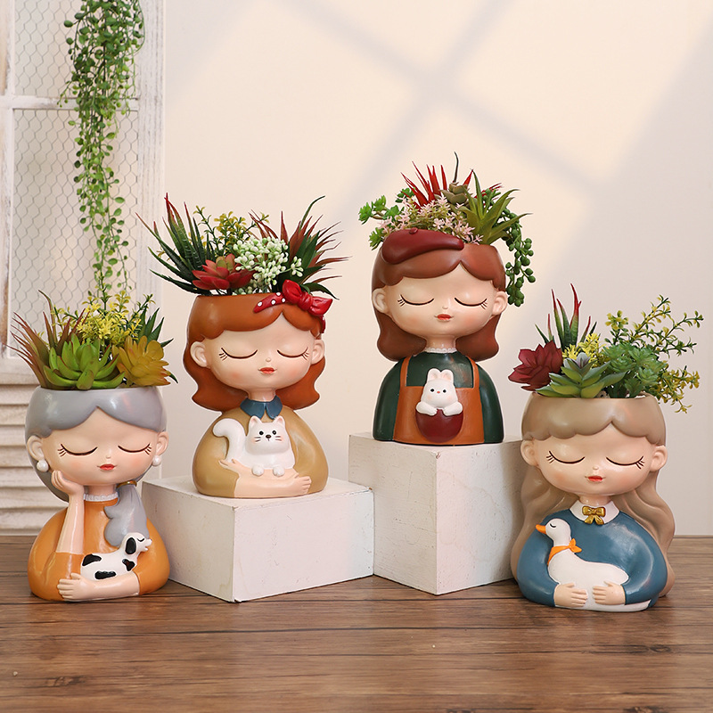 KT0058 (1) profile - Cozy Girl & Pet Resin Succulent Planters