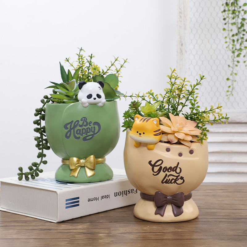 KT0060 (3) - Cute Animal Blessing Resin Planters