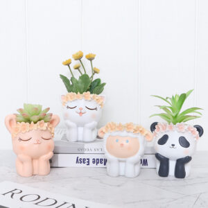 KT0063 (2) profile - Mini Flower Crown Animal Resin Planters