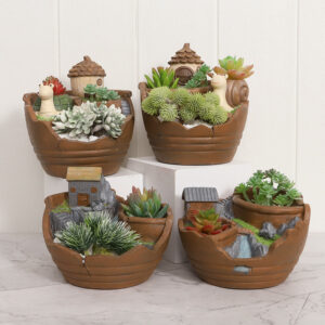 KT0064 (3) profile - Fairy Garden Broken Pot Resin Planters