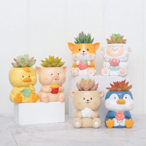 KT0065 (4) profile - Cute Cartoon Animal Resin Succulent Planters