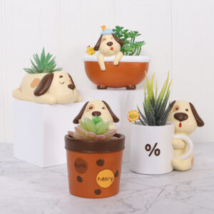 KT0067 (4) profile - Cute Dog Resin Succulent Planters