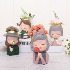 KT0068 (1) profile - Mini Sweet Girl Resin Succulent Planters