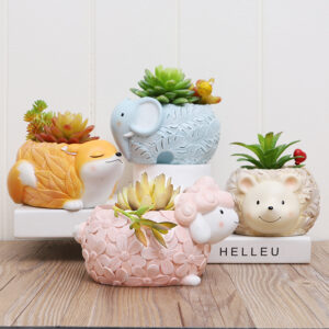 KT0069 (1) profile - Leaf & Flower Animal Resin Succulent Planters