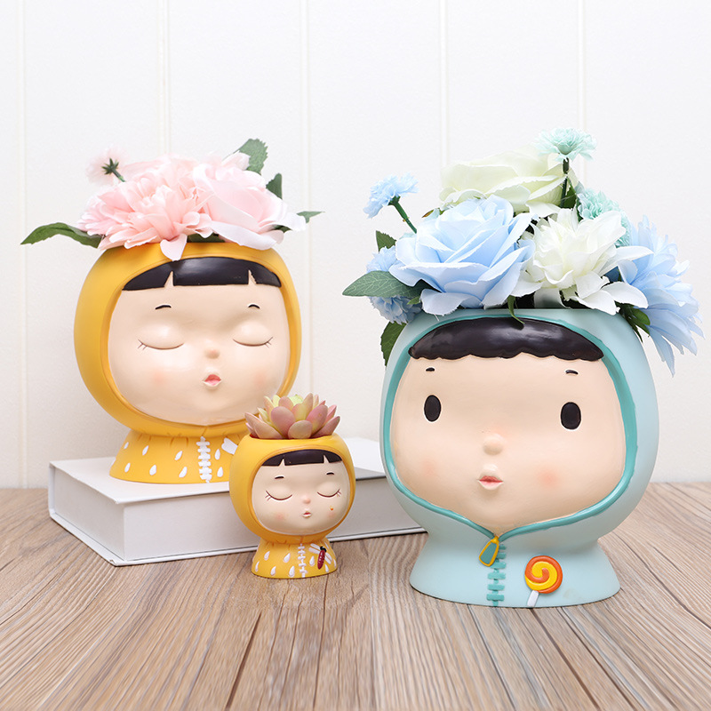 KT0070 (1) profile - Kawaii Animal & Kid Resin Planters
