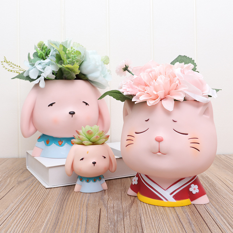 KT0070 (2) - Kawaii Animal & Kid Resin Planters