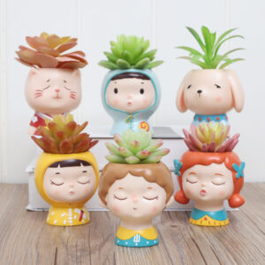 KT0071 (1) profile - Cute Cartoon Head Resin Succulent Planters