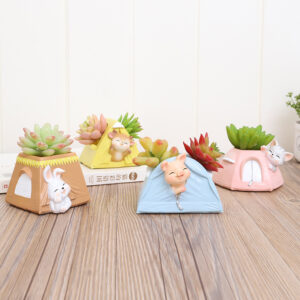 KT0072 (2) profile - Cute Camping Tent Animal Resin Planters