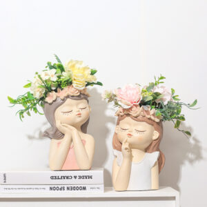 KT0081 (2) profile - Sweet Flower Crown Girl Resin Vases