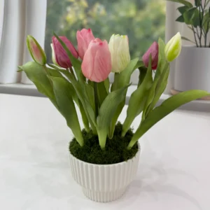 SE0016 (4) profile - Artificial Mixed Pink & White Tulip Arrangement