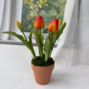 SE0019 (7) profile - Artificial Red & Yellow Variegated Tulip Arrangement