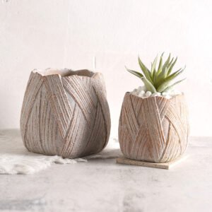 VA0018 (1) profile - Rustic Leaf-Embossed Concrete Planter