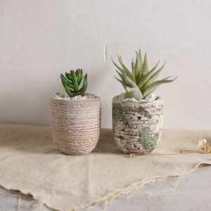 VA0021 (1) profile - Rustic Terracotta-Striped Concrete Planter