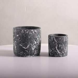 VA0032 (4) profile - Black Marble Effect Concrete Planter Set