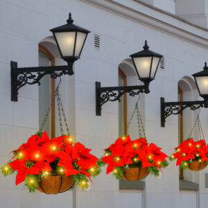 WCH0001 (1) profile - Hanging Poinsettia Baskets with Lights