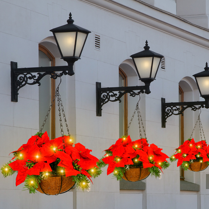 WCH0001 (1) profile - Hanging Poinsettia Baskets with Lights