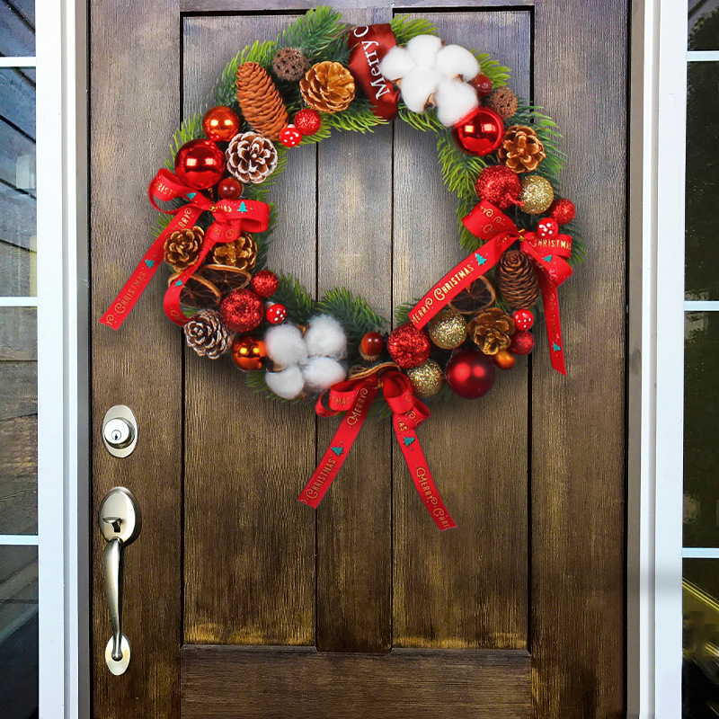 WCH0004 (4) - Vintage Christmas Wreaths with Cotton & Pinecones