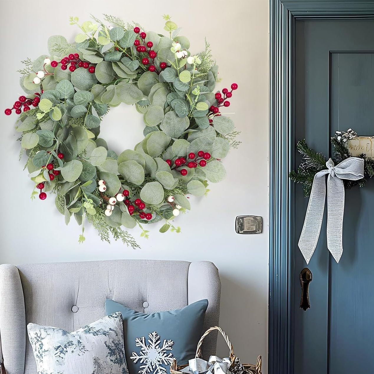 WCH0008 (2) - Eucalyptus & Red Berry Christmas Wreath